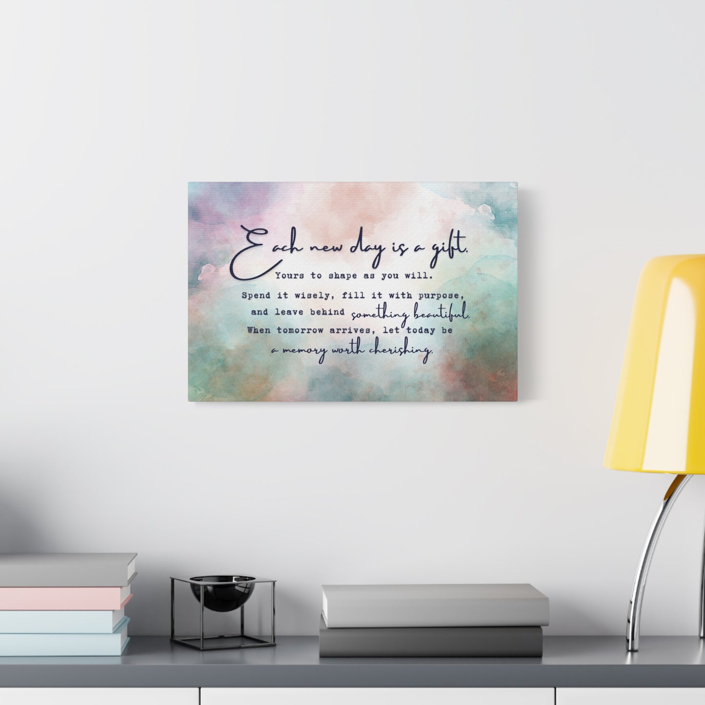 Each Day is a Gift - Inspirational Canvas Wall Art - Positive Quote Print