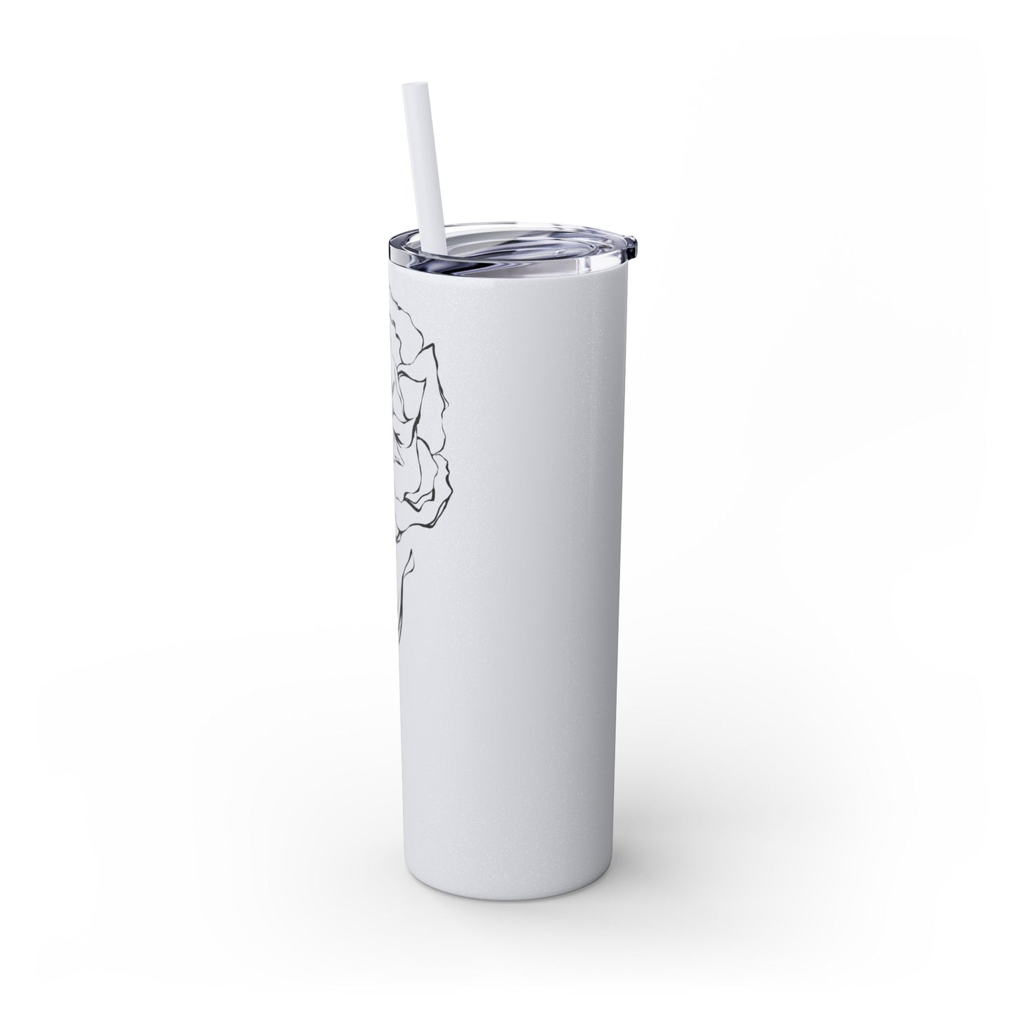 January Personalized Carnation Birth Flower with Name Skinny Tumbler with Straw, 20oz