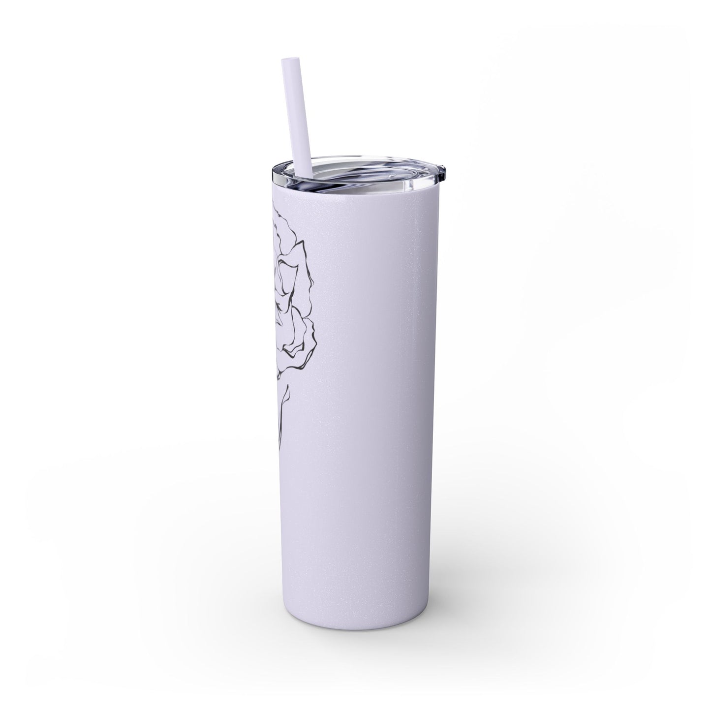January Personalized Carnation Birth Flower with Name Skinny Tumbler with Straw, 20oz