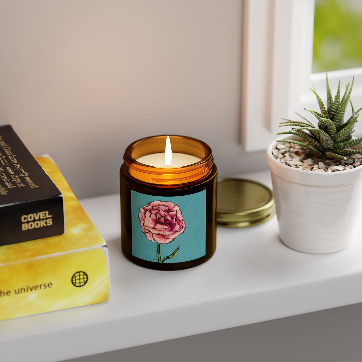 Carnation Bloom - January Birthflower Scented Coconut Apricot Candle (4oz, 9oz)