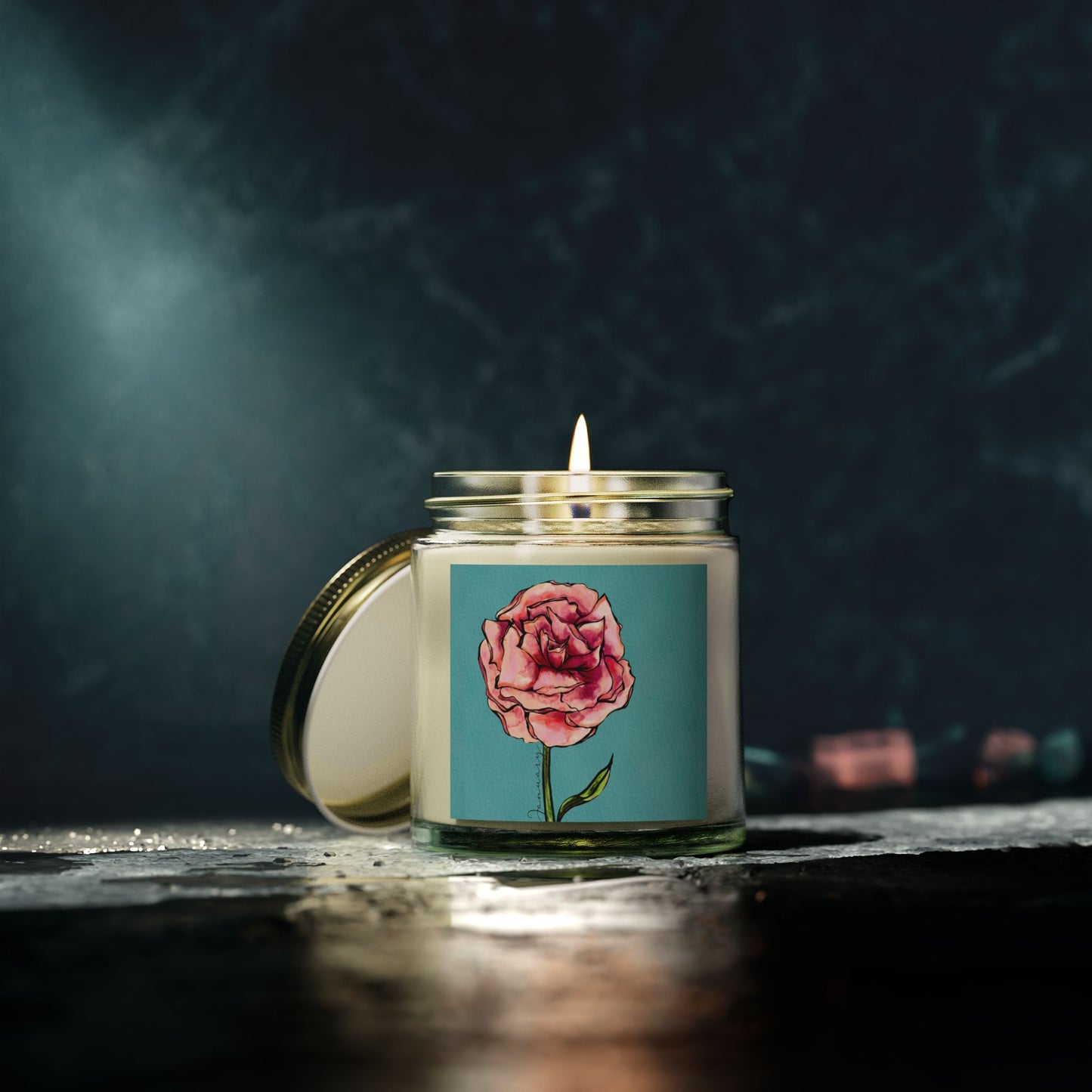 Carnation Bloom - January Birthflower Scented Coconut Apricot Candle (4oz, 9oz)