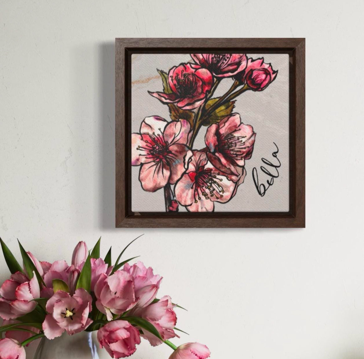 March Cherry Blossims Personalized Birthflower Art + Framed!