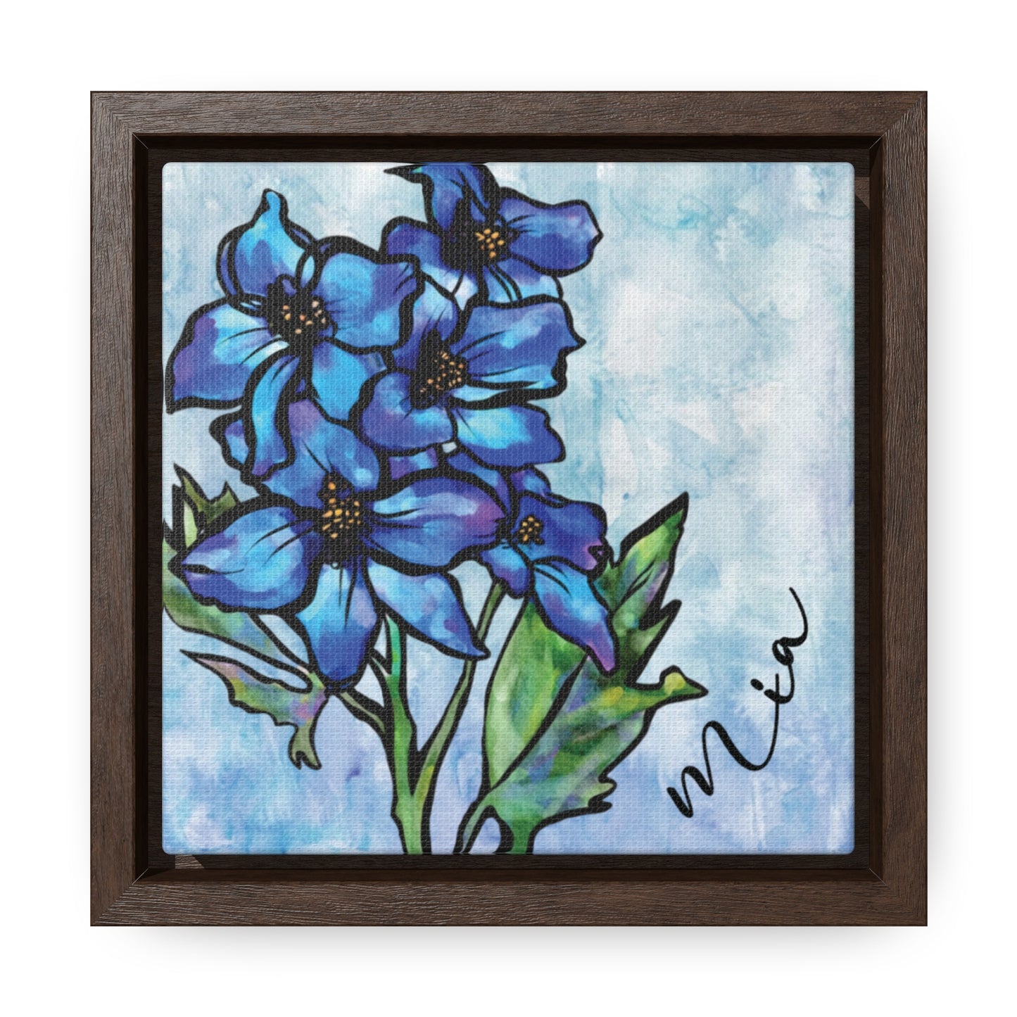 July Larkspur Personalized Birth flower Art + Framed!