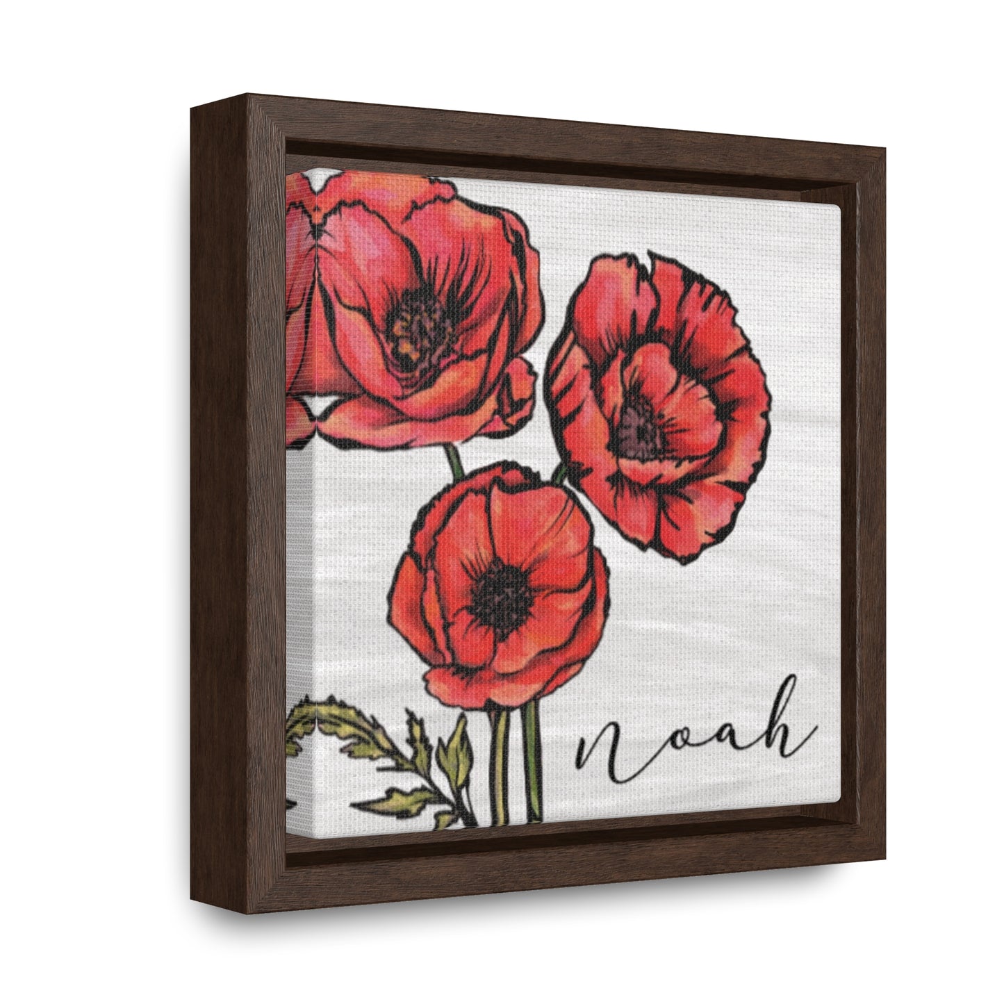 August Poppy Personalized Birth Flower Art + Framed!