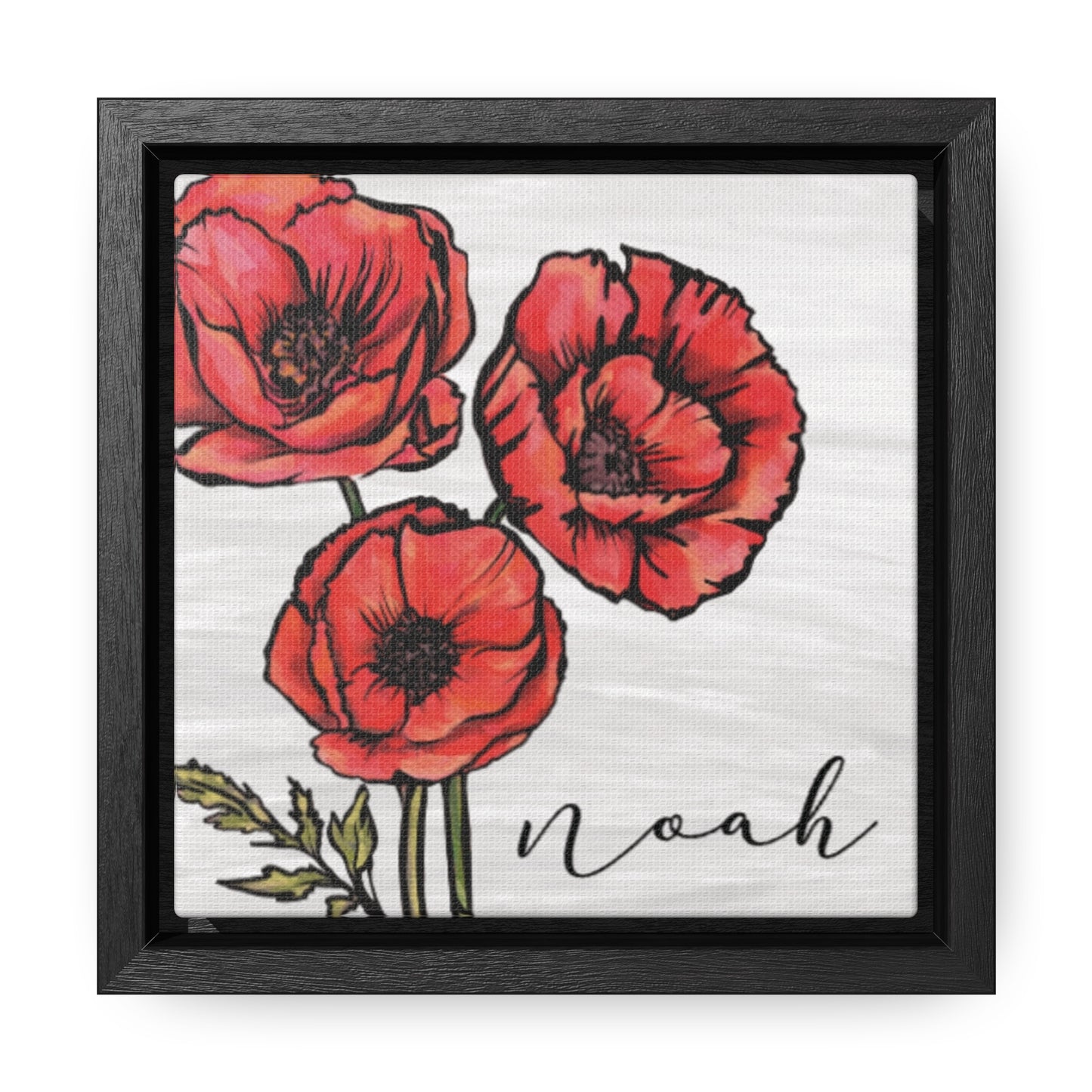 August Poppy Personalized Birth Flower Art + Framed!