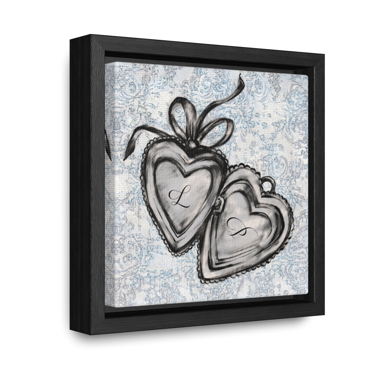 Custom Locket Framed Print - Hand Drawn Couples Gift