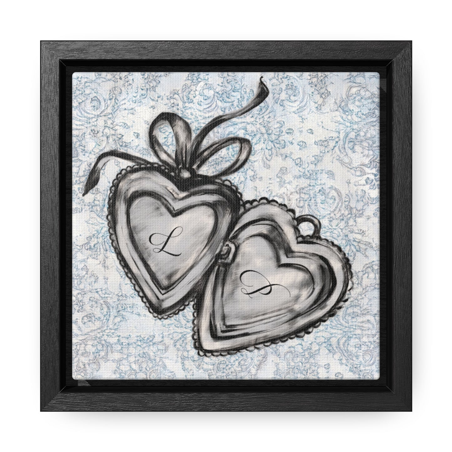 Custom Locket Framed Print - Hand Drawn Couples Gift