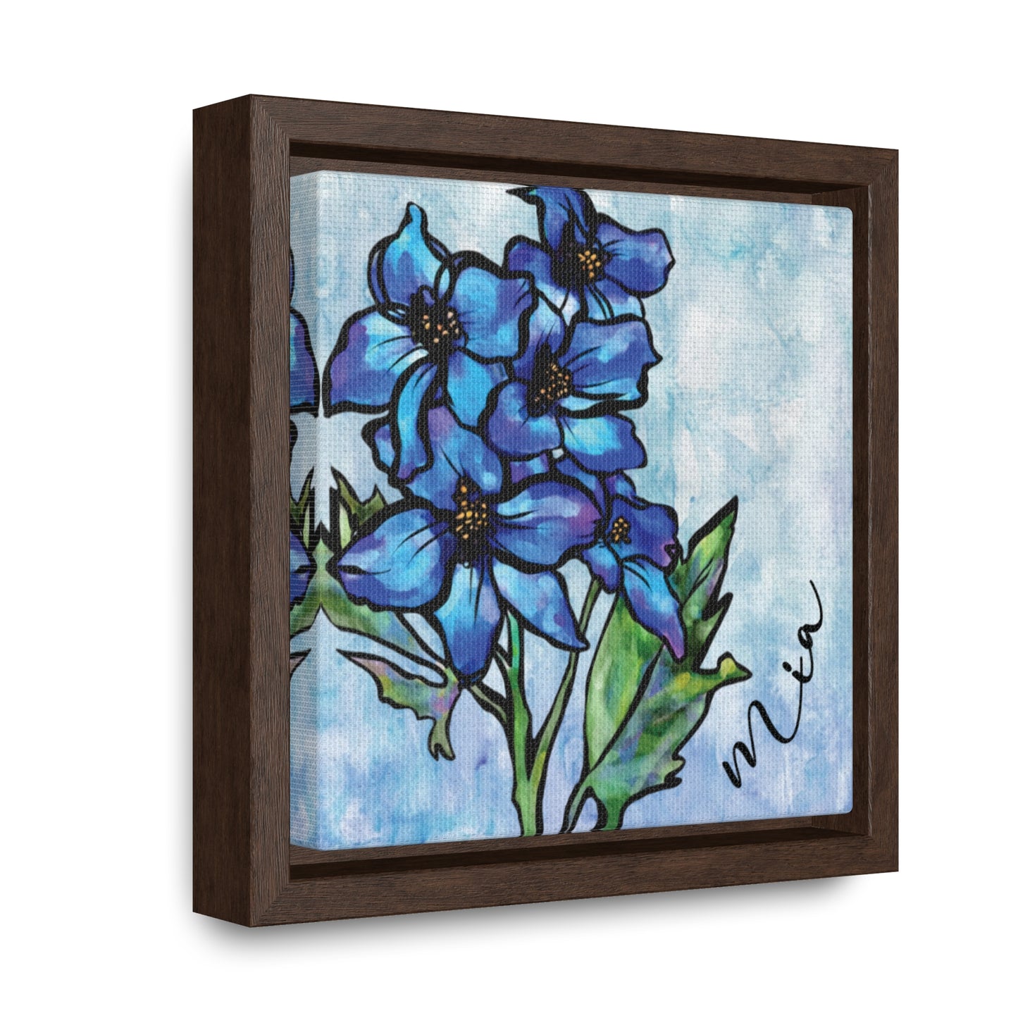 July Larkspur Personalized Birth flower Art + Framed!