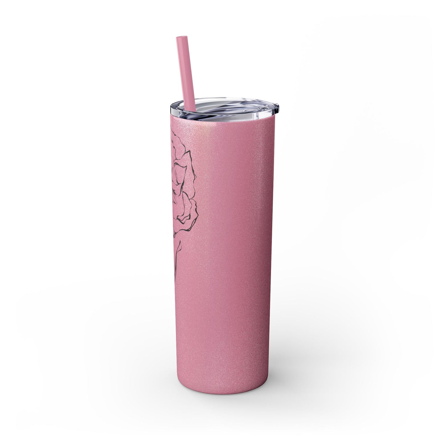 January Personalized Carnation Birth Flower with Name Skinny Tumbler with Straw, 20oz