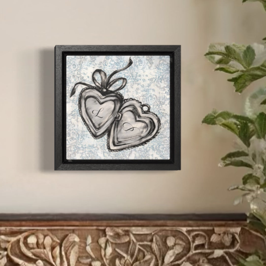 Custom Locket Framed Print - Hand Drawn Couples Gift