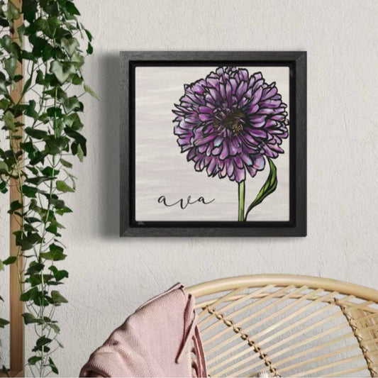 September Aster Personalized Birth Flower Art + Framed!