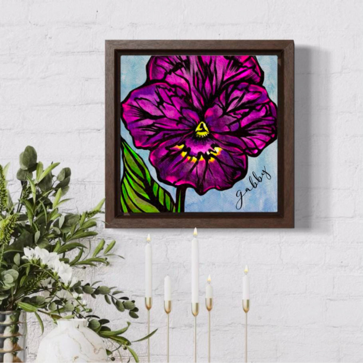 February Violet Personalized Birthflower Art - Framed