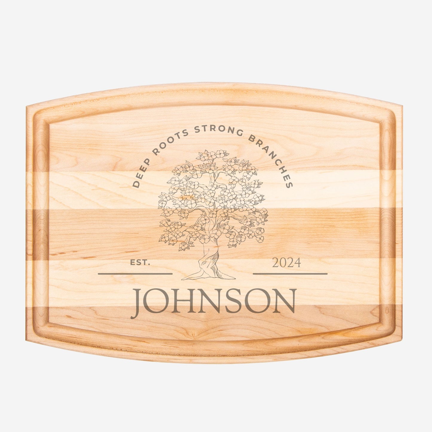 Personalizable Family Tree Wood Cutting Board with Groove - 12" x 9"