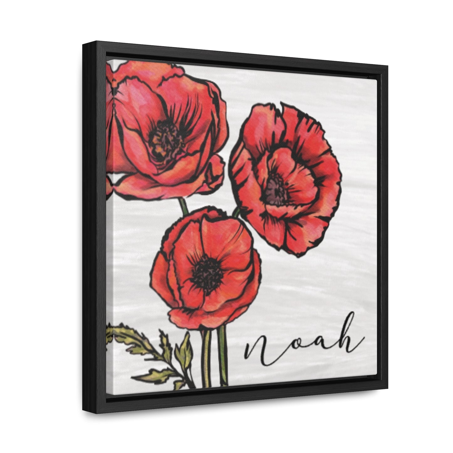 August Poppy Personalized Birth Flower Art + Framed!