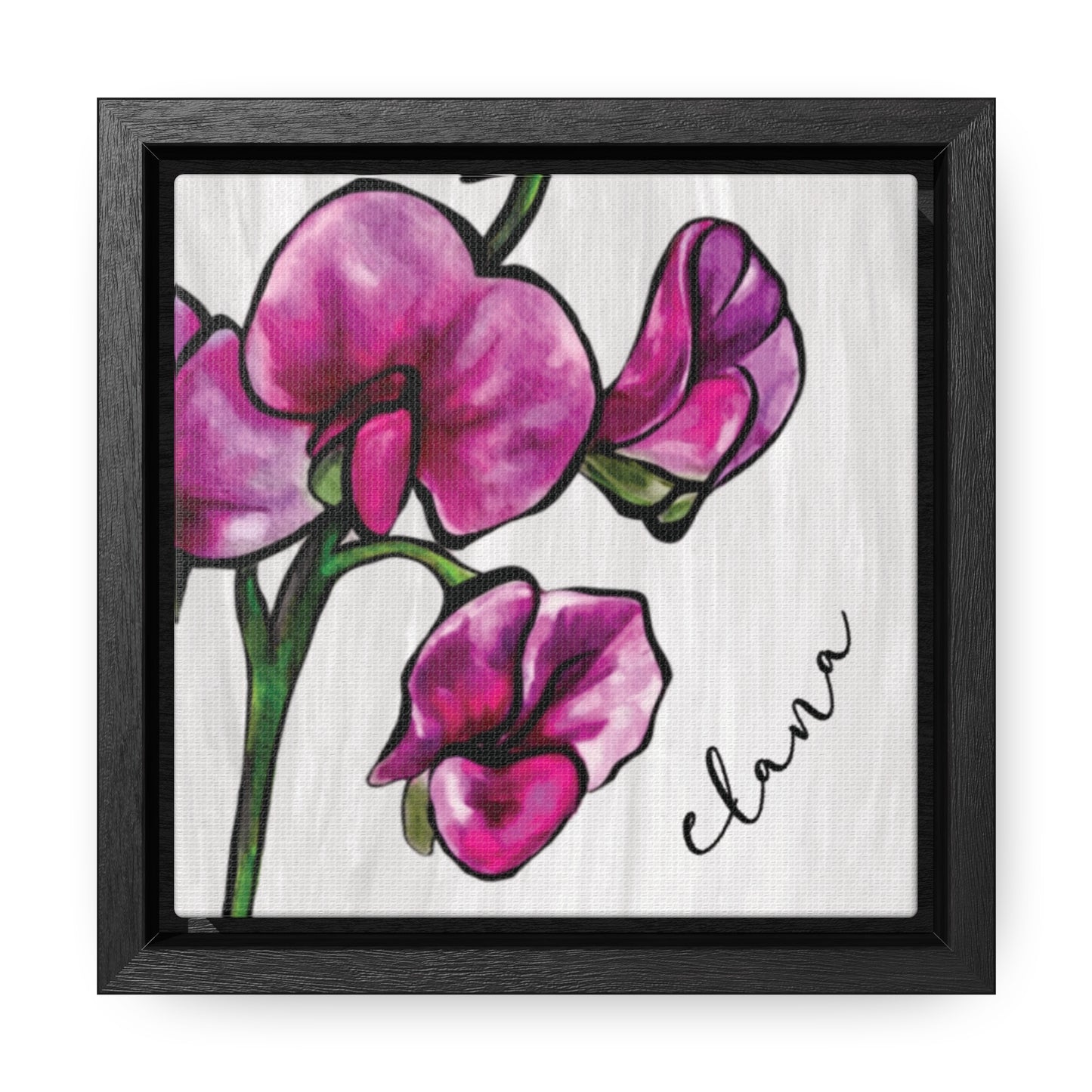 April Sweet Pea Personalized Birth flower Art + Framed!