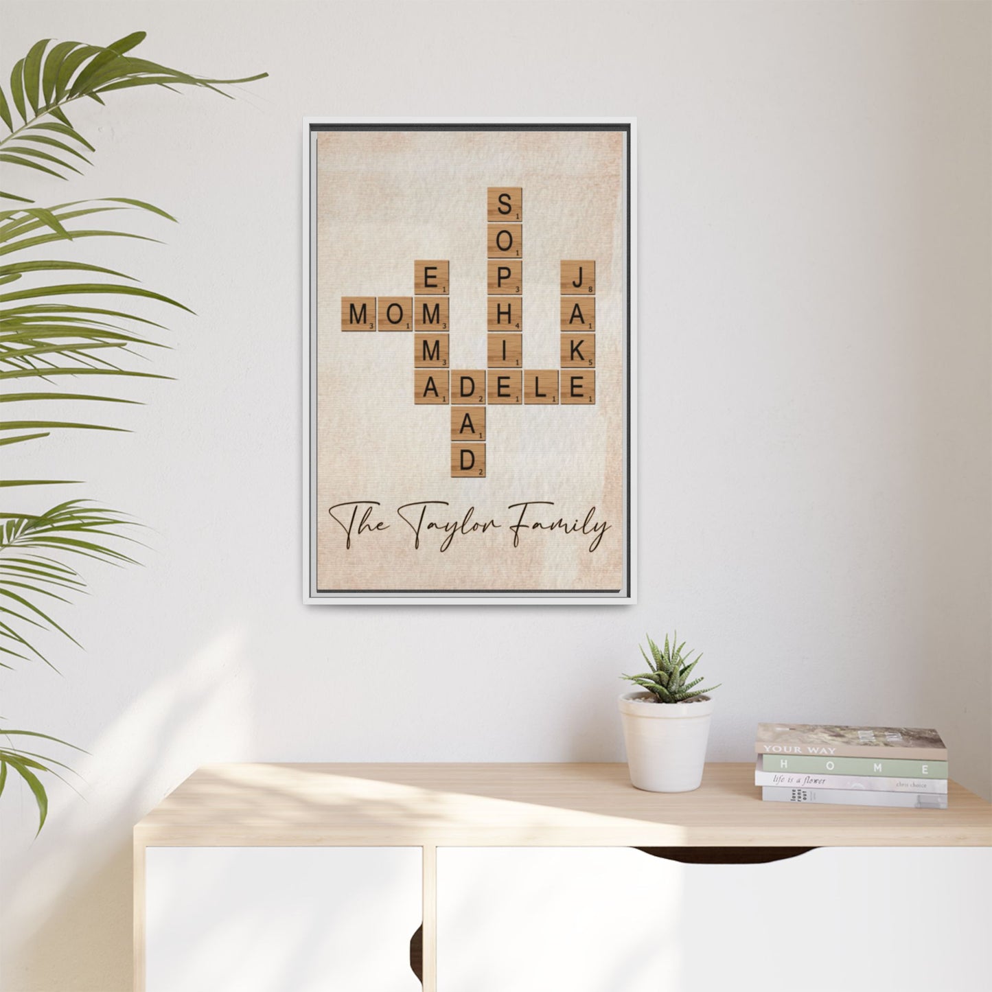 Personalized Family Names Crossword Framed Canvas Print (Multi-color)