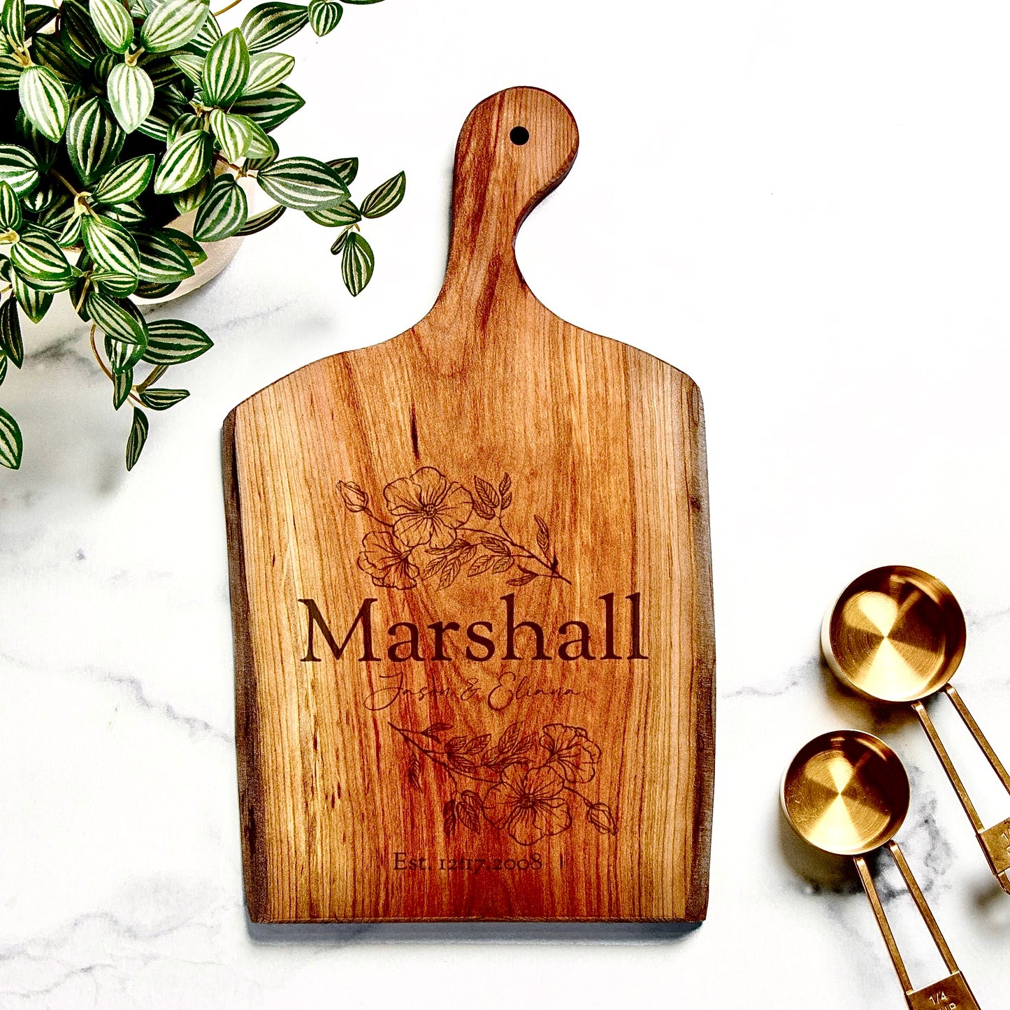 Couples Gift Personalized Artisan Wood Serving Board – Cherry Wood