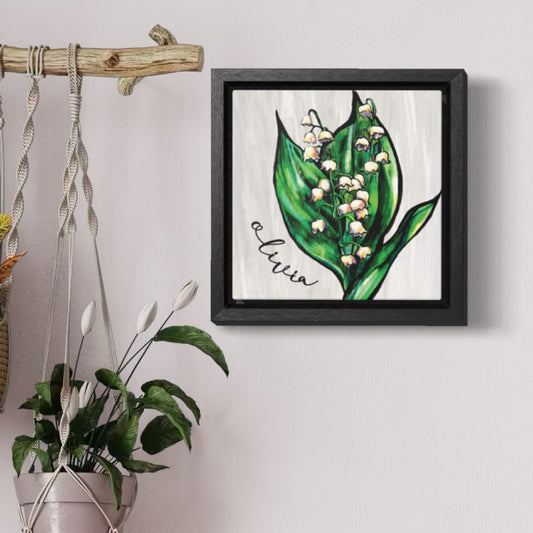 May Lily of the Valley Personalized Birth flower Art + Framed!