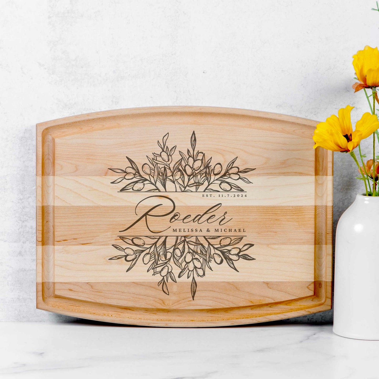 Personalized Wedding Engagement Anniversary Wooden Cutting Board Love