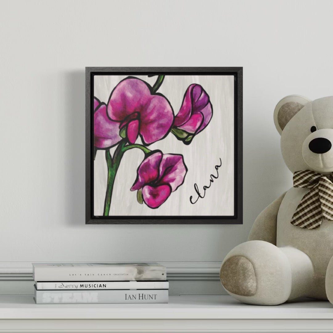 April Sweet Pea Personalized Birth flower Art + Framed!