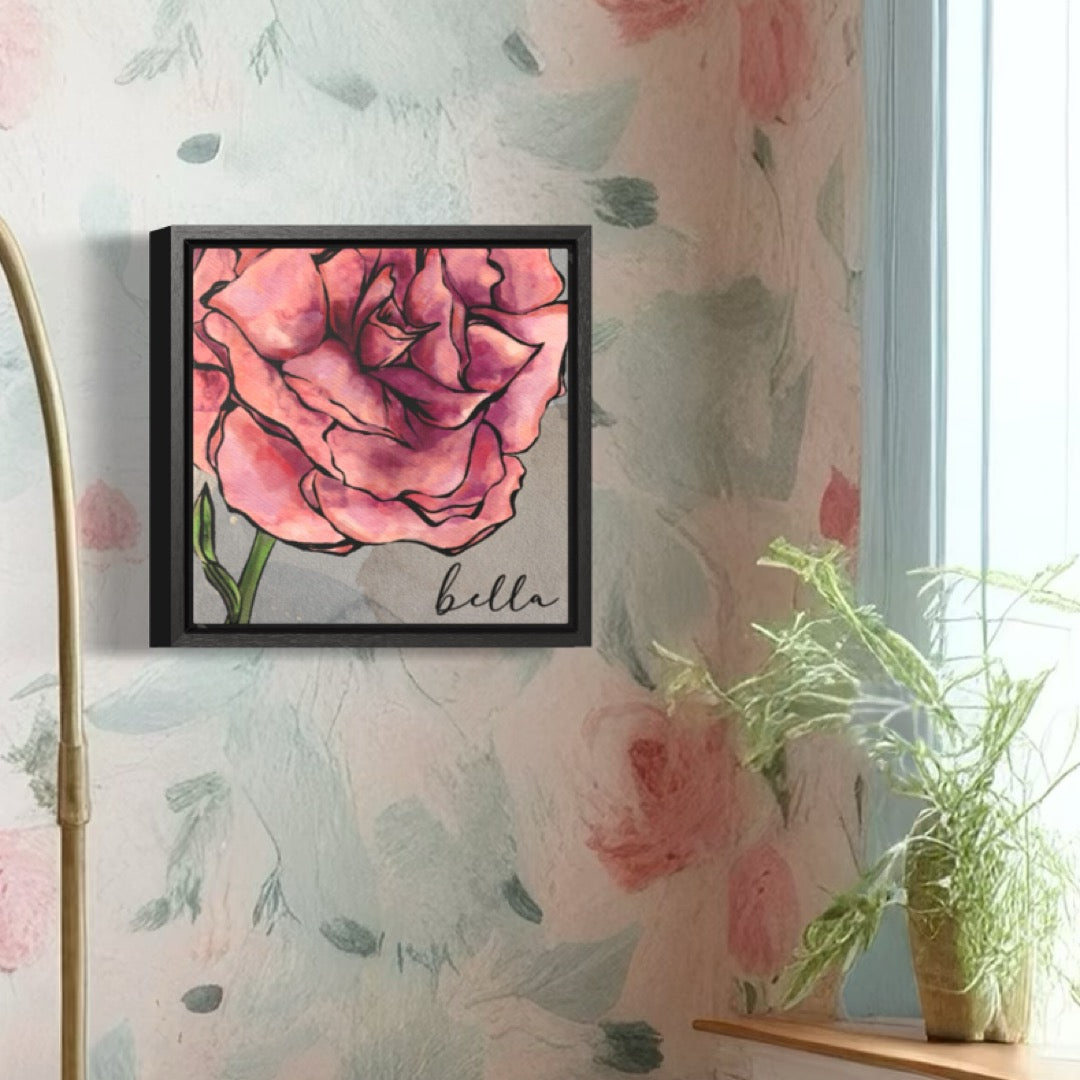 January Carnation Personalized Birthflower Art - Framed