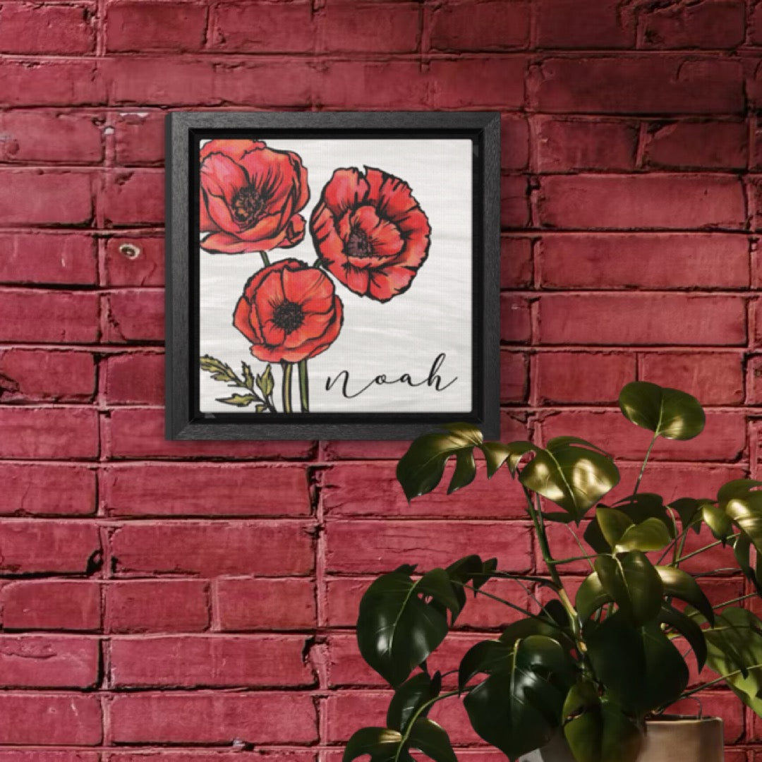 August Poppy Personalized Birth Flower Art + Framed!