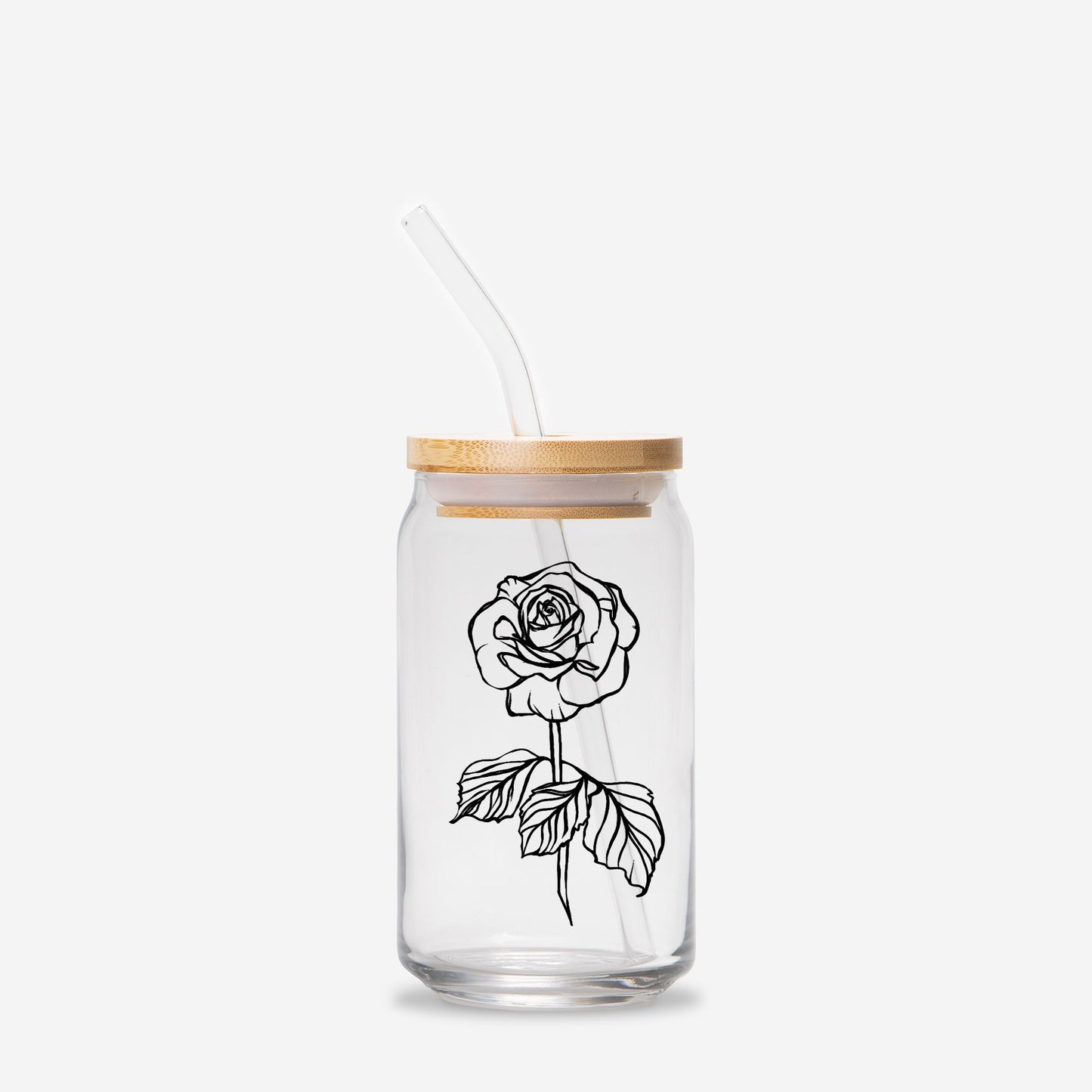 June Rose Birth Flower Glass Personalized Tumbler, Gift for Her, Valentines Day, Mother's Day Gift, Custom Glass Coffee Cup, Graduation Gift