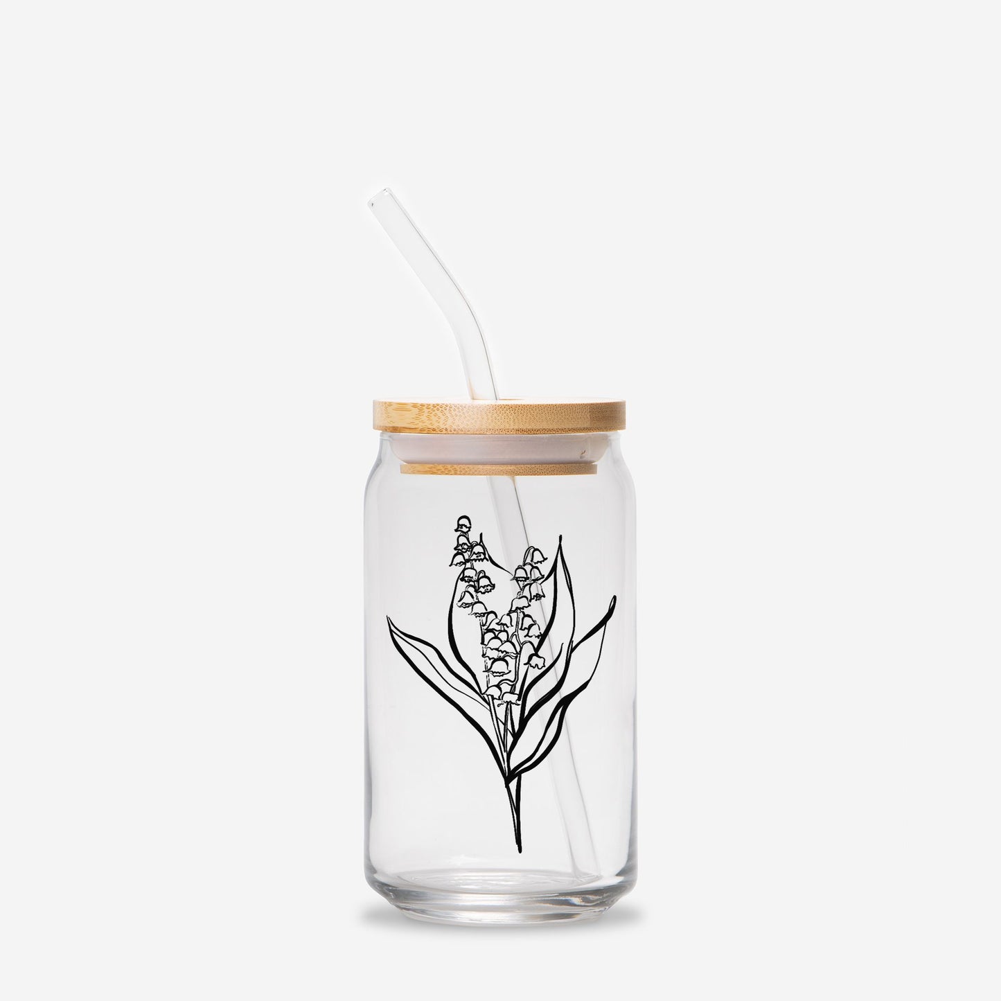 May Lily of the Valley Birth Flower Glass Personalized Tumbler, Gift for Her, Valentines Day, Mother's Day Gift, Custom Glass Coffee Cup, Graduation Gift